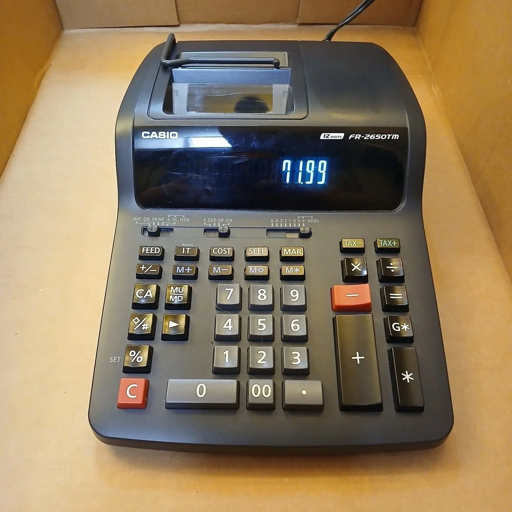 Casio FR-2650TM Printing Calculator 12 Digit Adding Machine Tax Exchange Decimal